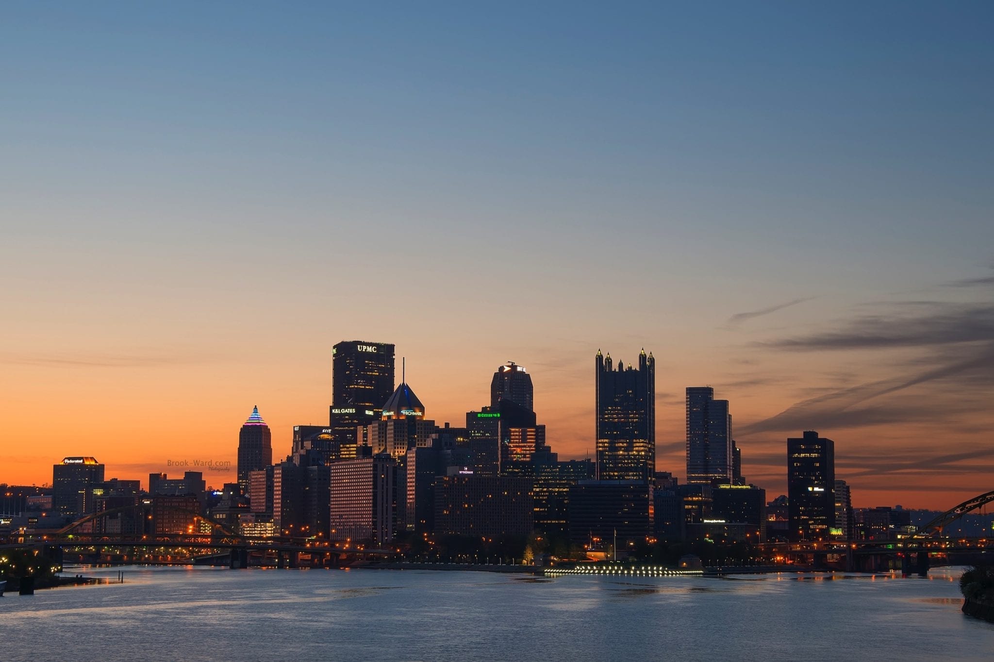 PNC Park Sunset from the Roberto Clemente Bridge, Pittsburgh, Pennsylvania,  USA by Joseph Heh