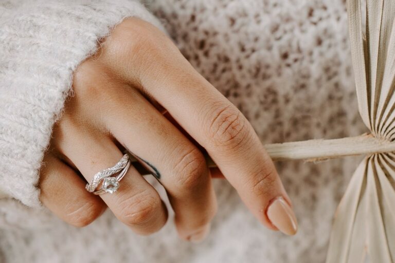 white gold nature rings