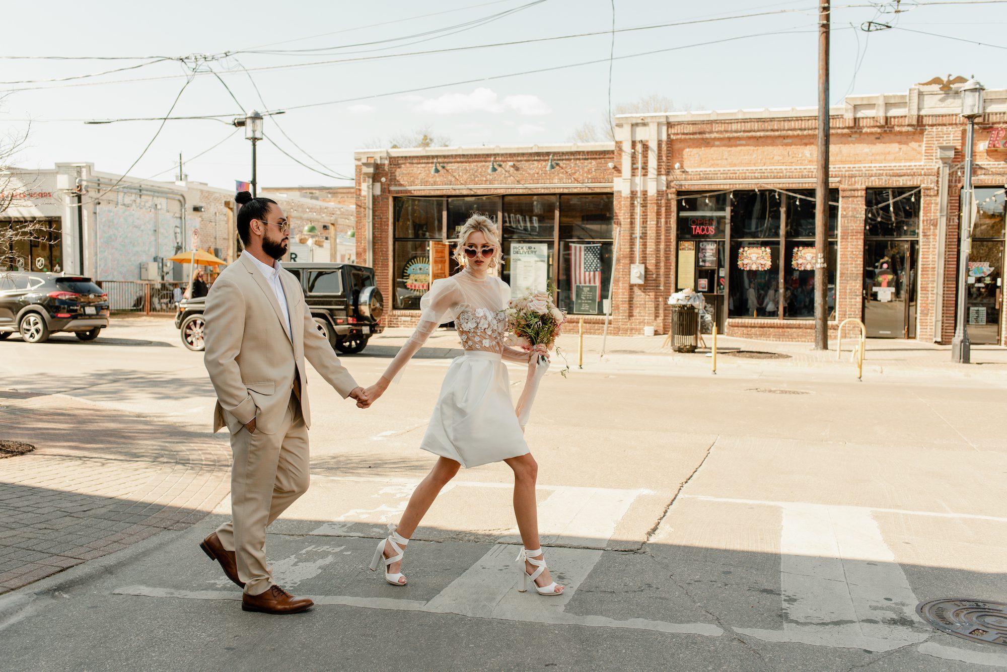 Annika Stacey - Couple in crosswalk after eloping